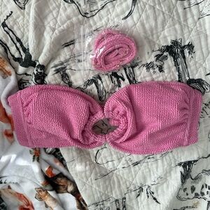 Wild Fable Pink Knit Bandeau Bikini Top